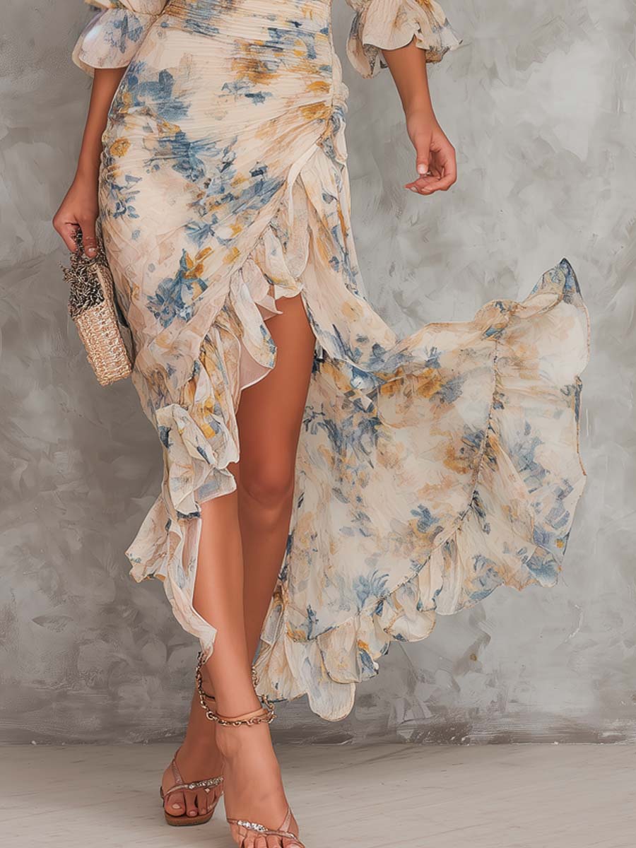 Delilah – Soft Floral Print Maxi Dress