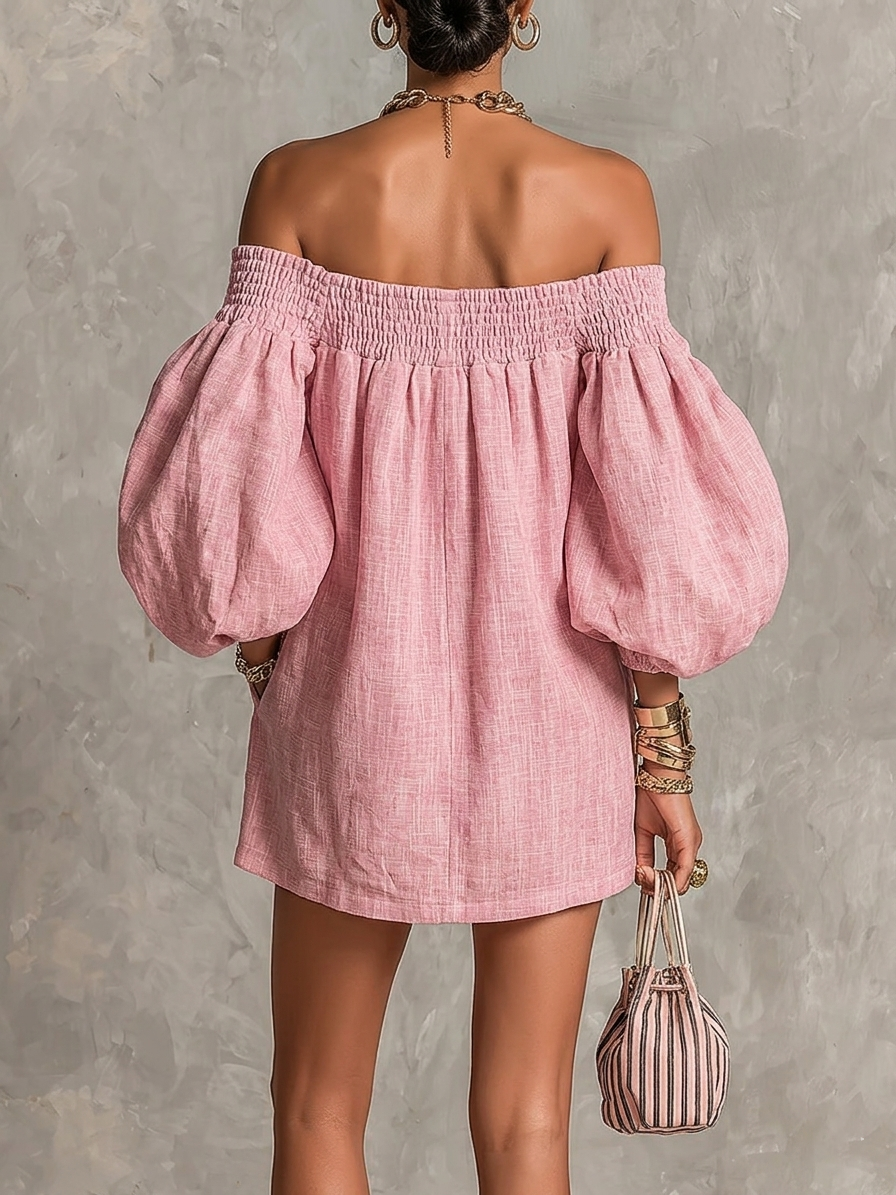Daphne – Off-Shoulder Puff Sleeve Mini Dress