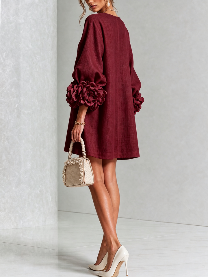 Annabel – Mini Dress with Rosette Detail Cuffs