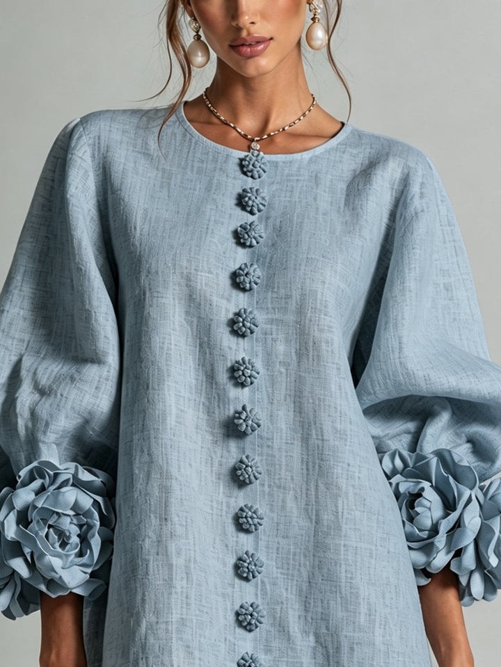 Daphne – Mini Dress with Floral Edge Trim