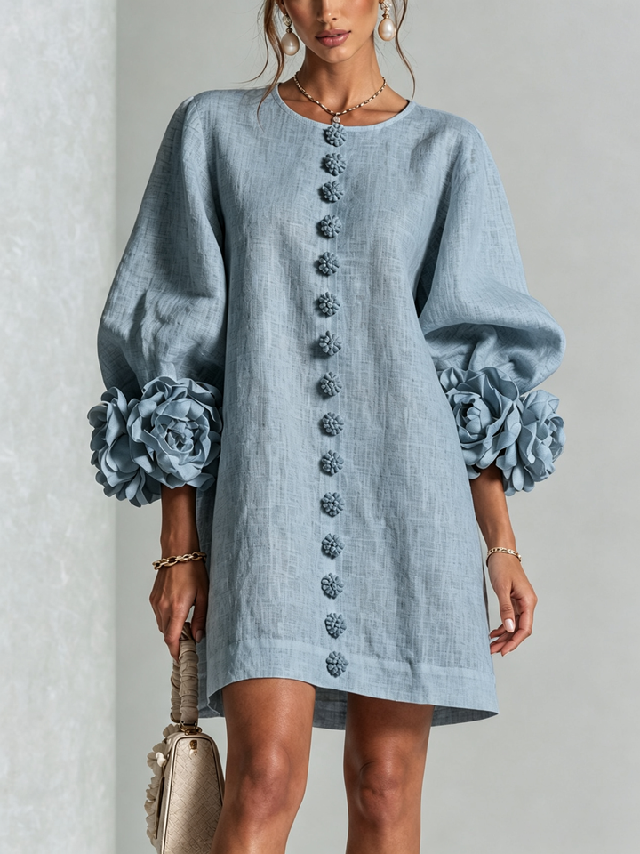 Daphne – Mini Dress with Floral Edge Trim