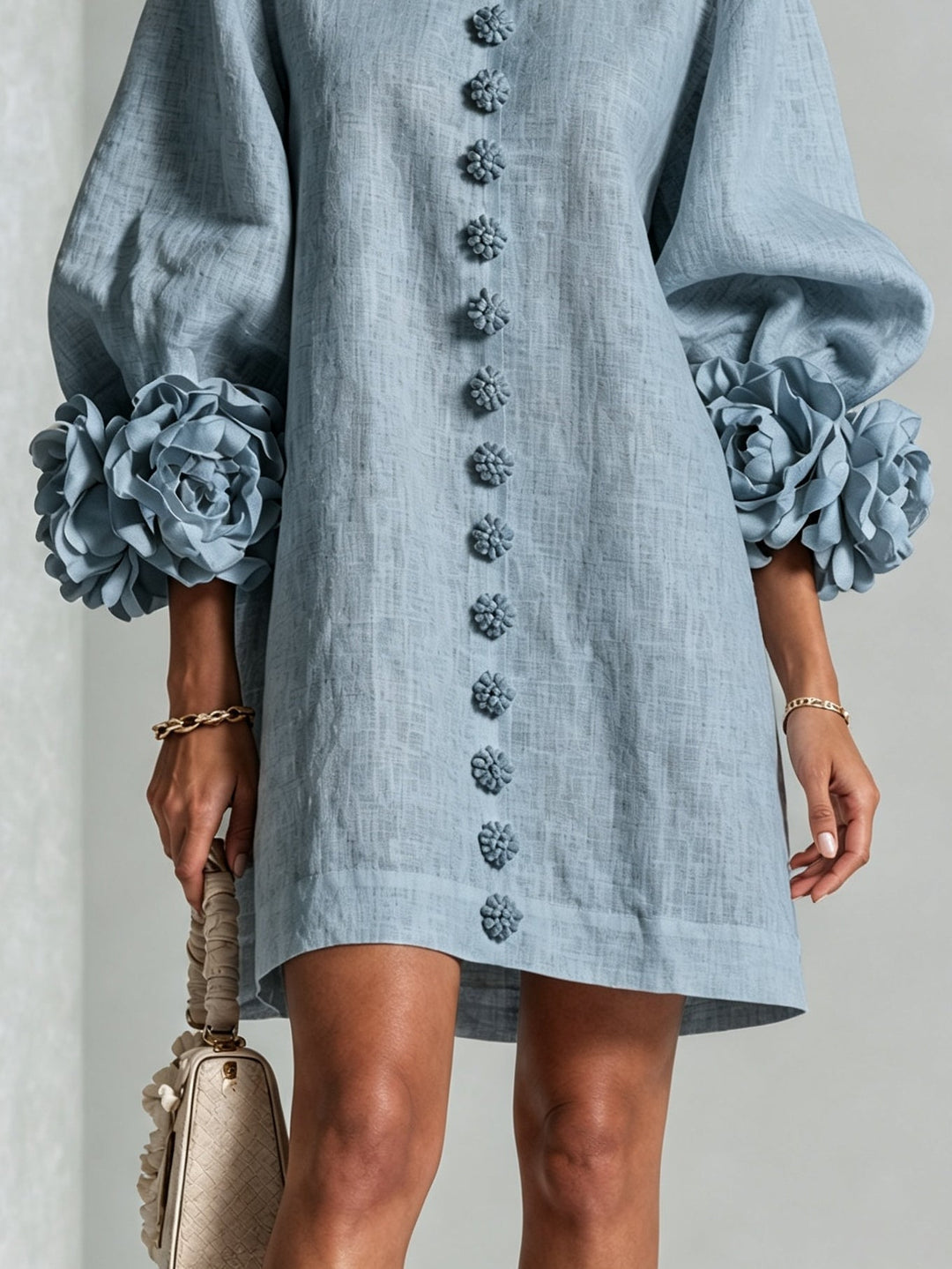 Daphne – Mini Dress with Floral Edge Trim
