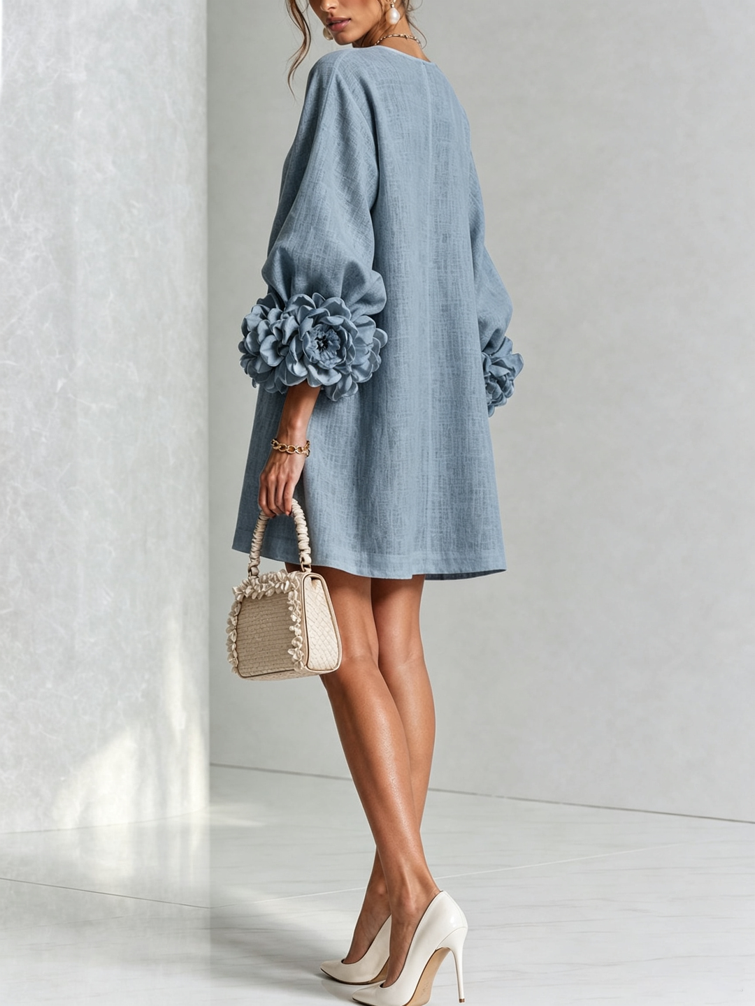 Daphne – Mini Dress with Floral Edge Trim
