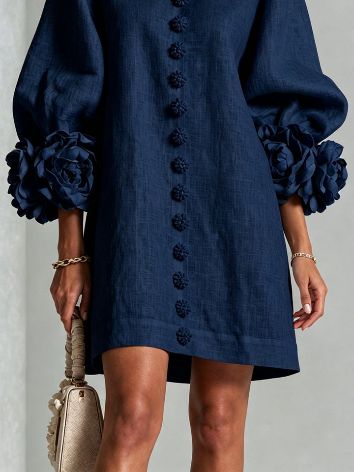 Eliza – Mini Dress with Rosette Trim Cuffs