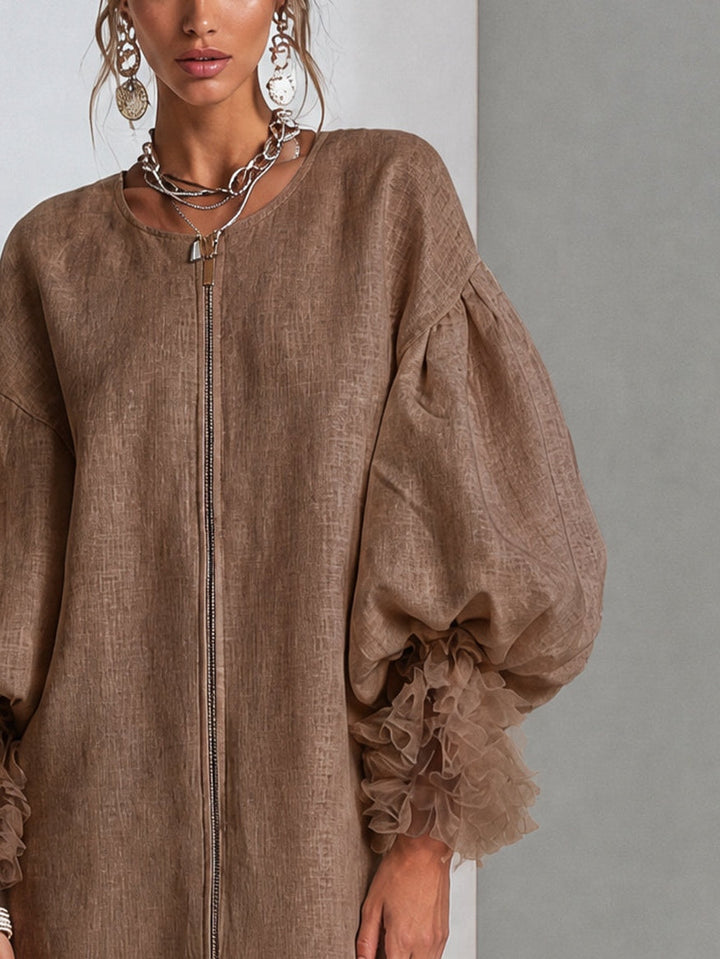 Ariadne – Mini Dress with Zip and Puff Sleeves