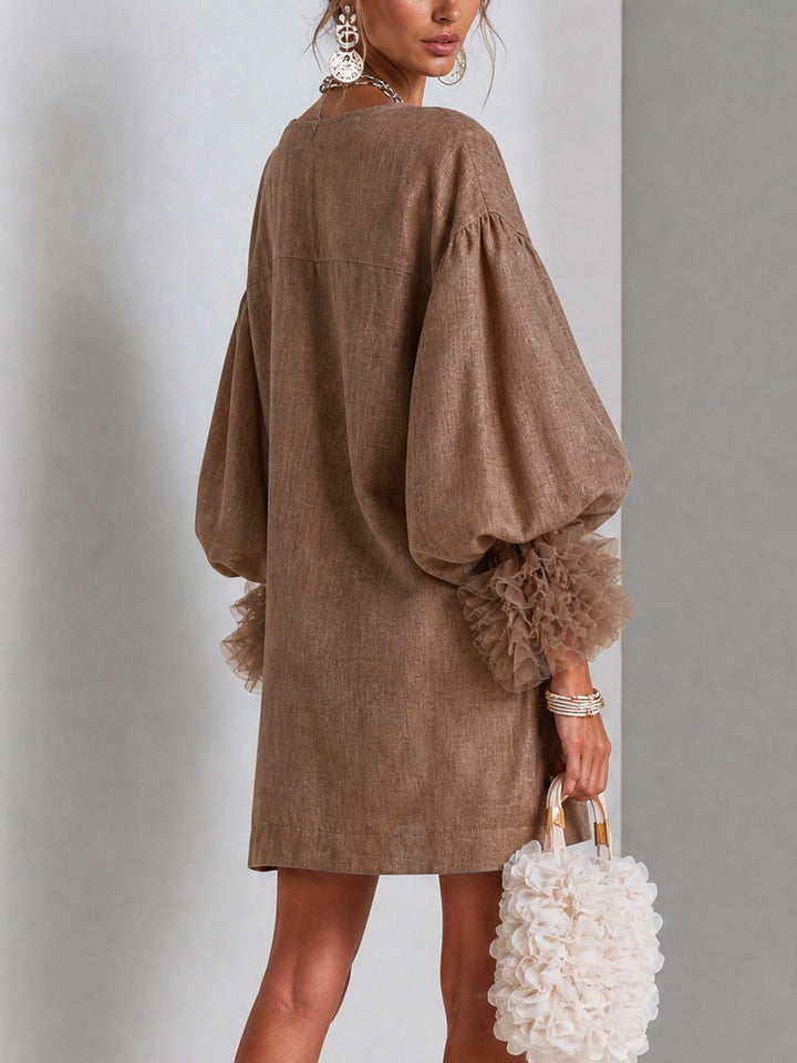 Ariadne – Mini Dress with Zip and Puff Sleeves