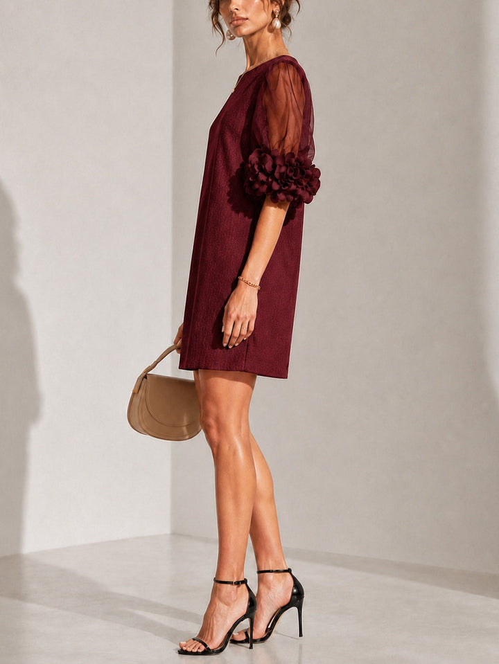 Lyla – Mini Dress with Puff Sleeves and Floral Cuffs