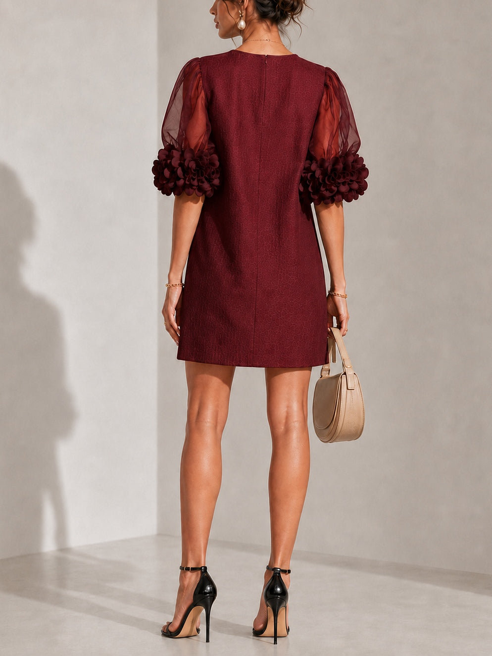Lyla – Mini Dress with Puff Sleeves and Floral Cuffs