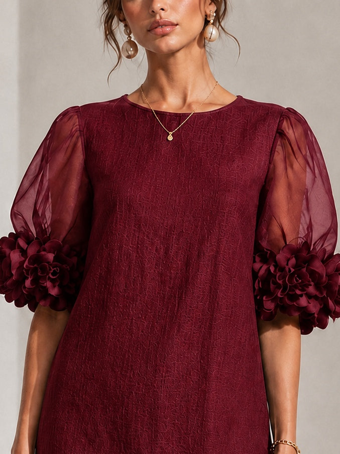 Lyla – Mini Dress with Puff Sleeves and Floral Cuffs