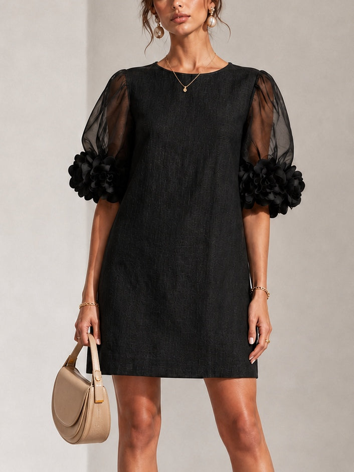 Zara – Puff Sleeve Mini Dress with Floral Cuffs