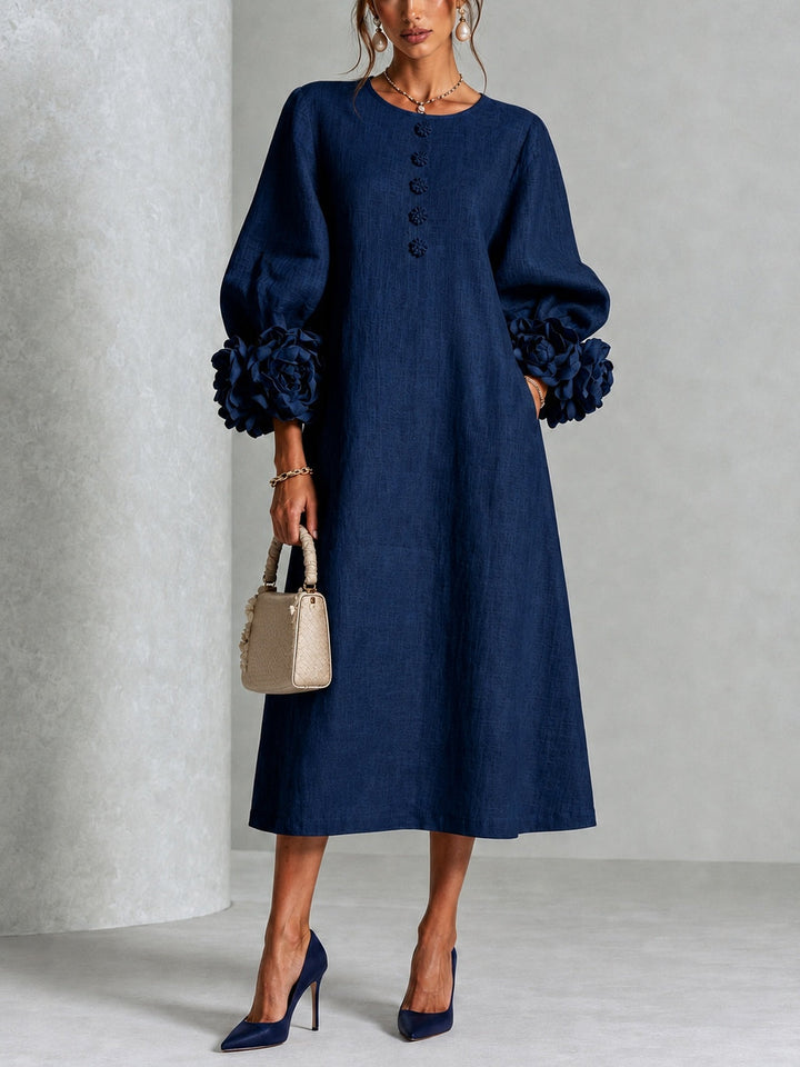 Felicity – Midi Dress with Floral Cuff Detail