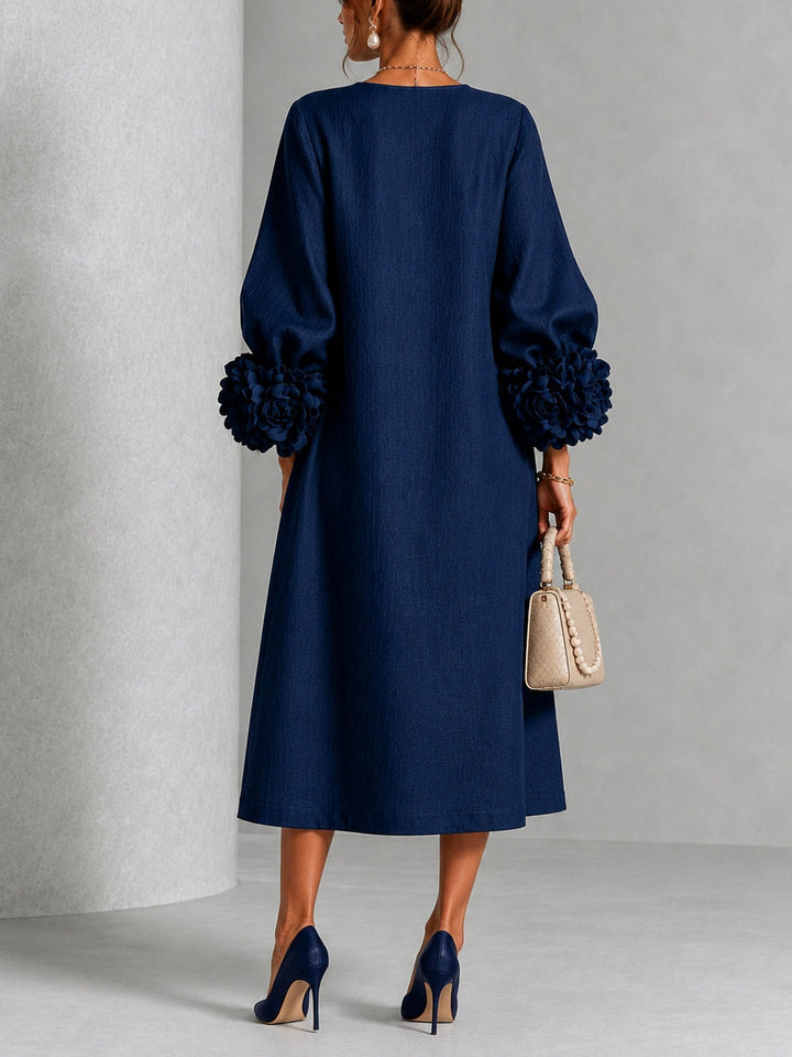 Felicity – Midi Dress with Floral Cuff Detail