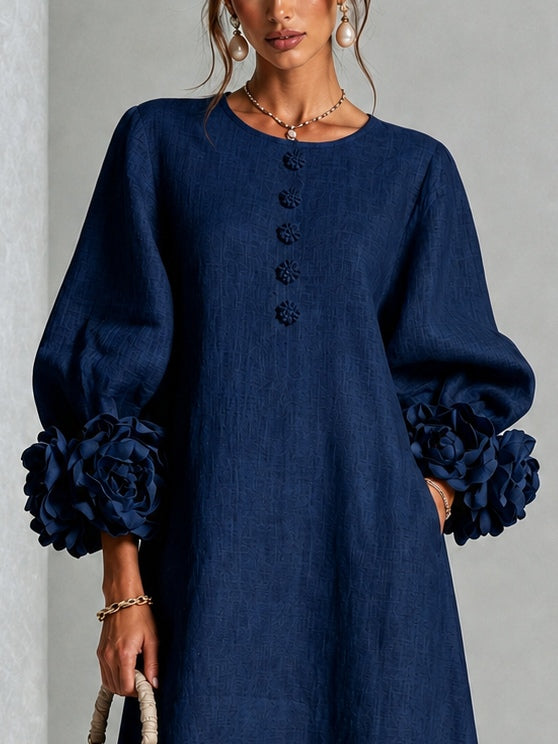 Felicity – Midi Dress with Floral Cuff Detail