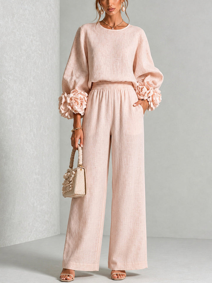 Callie – Floral Print Cuff Sleeve Two-Piece Set