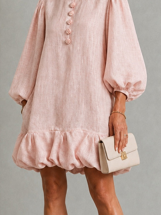 Delilah – Floral Mini Dress with Puff Sleeves and Buttons