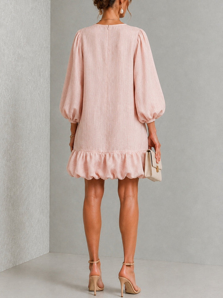 Delilah – Floral Mini Dress with Puff Sleeves and Buttons