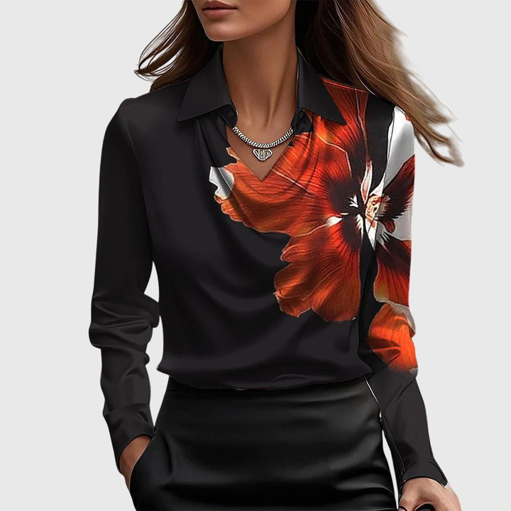 Bianca – Satin Cowl-Neck Blouse with Collar