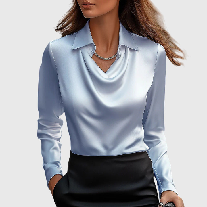 Annabelle – Satin Cowl-Neck Collar Blouse