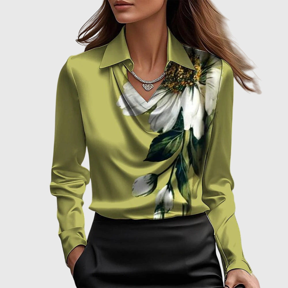 Annabelle – Satin Cowl-Neck Collar Blouse