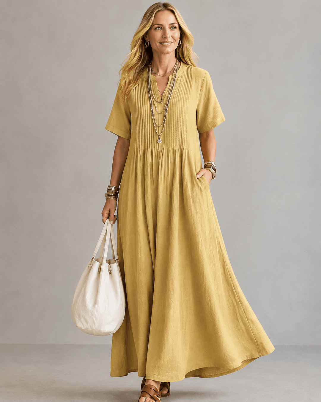 Lara – Lightweight Pleated Midi Dress