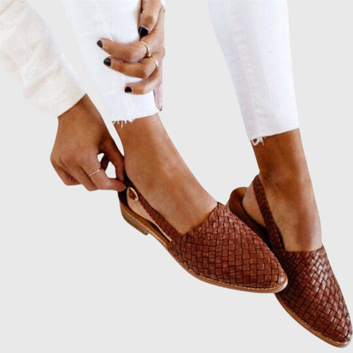Zara – Orthopaedic Woven Slingback Flats with Adjustable Strap