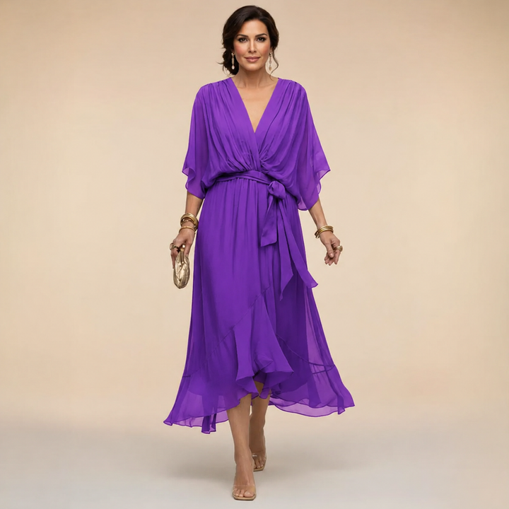Alyssa – Sleek V-Neck Day Dress
