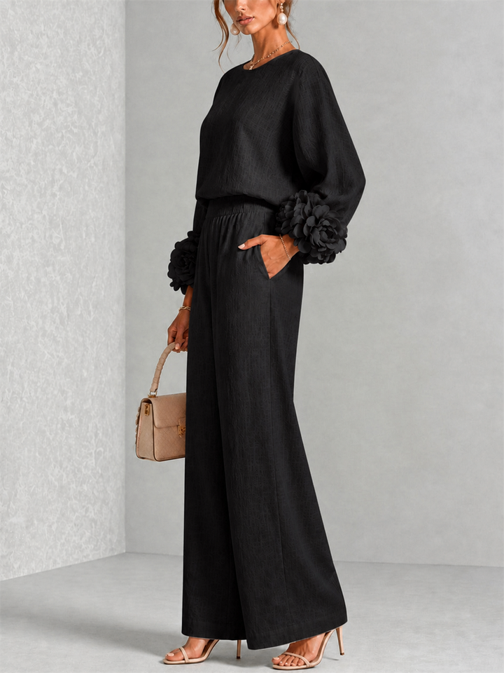 Callie – Floral Print Cuff Sleeve Two-Piece Set