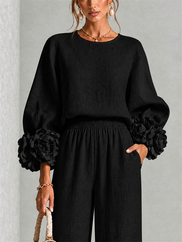 Callie – Floral Print Cuff Sleeve Two-Piece Set