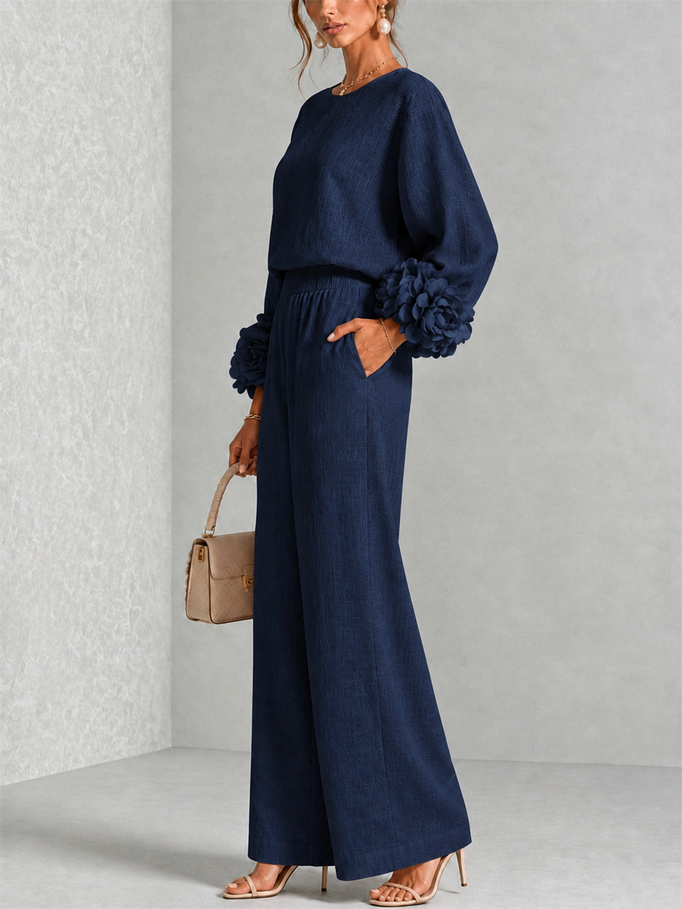 Callie – Floral Print Cuff Sleeve Two-Piece Set