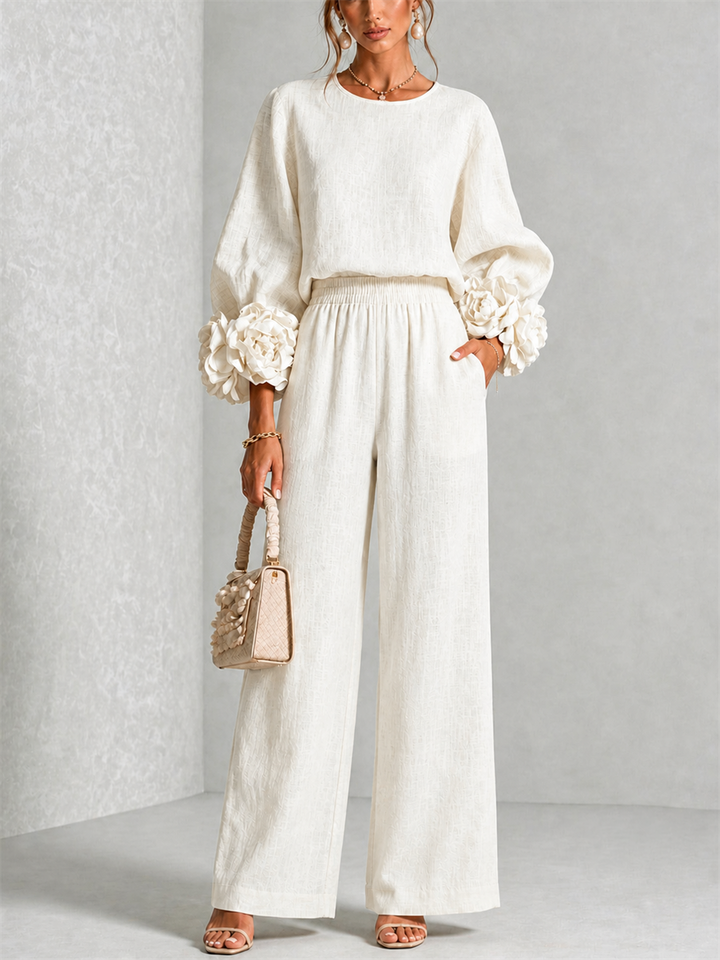 Callie – Floral Print Cuff Sleeve Two-Piece Set