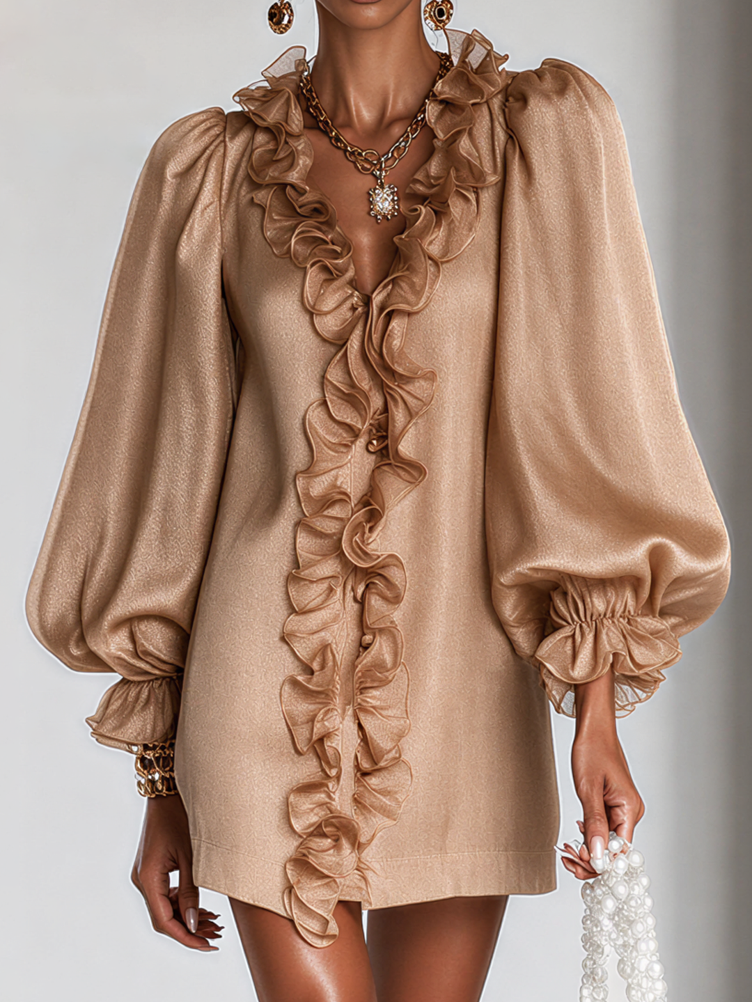 Ivy – Mini Dress with Ruffle Puff Sleeves